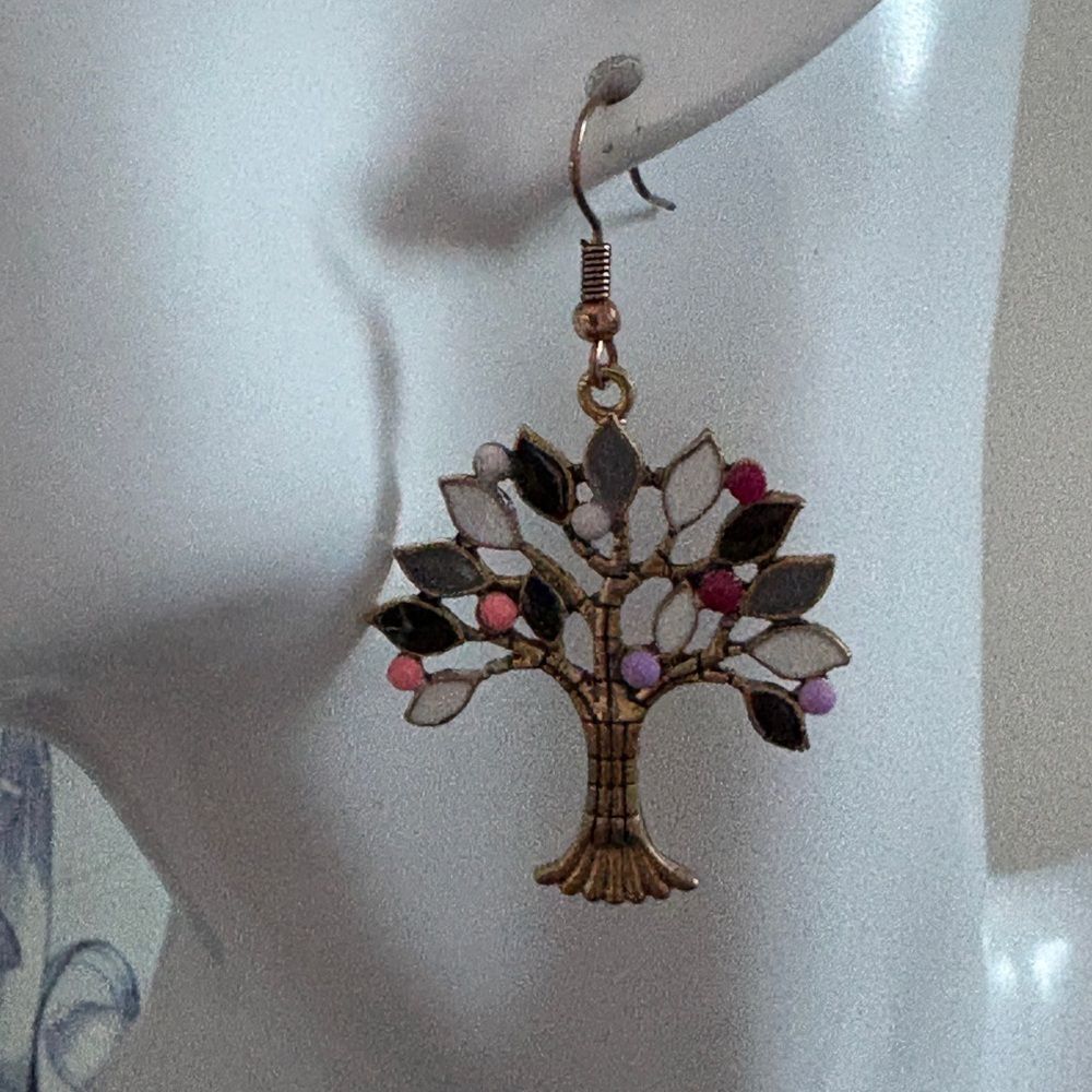 Gold Tree of Life Earrings NWT 2”